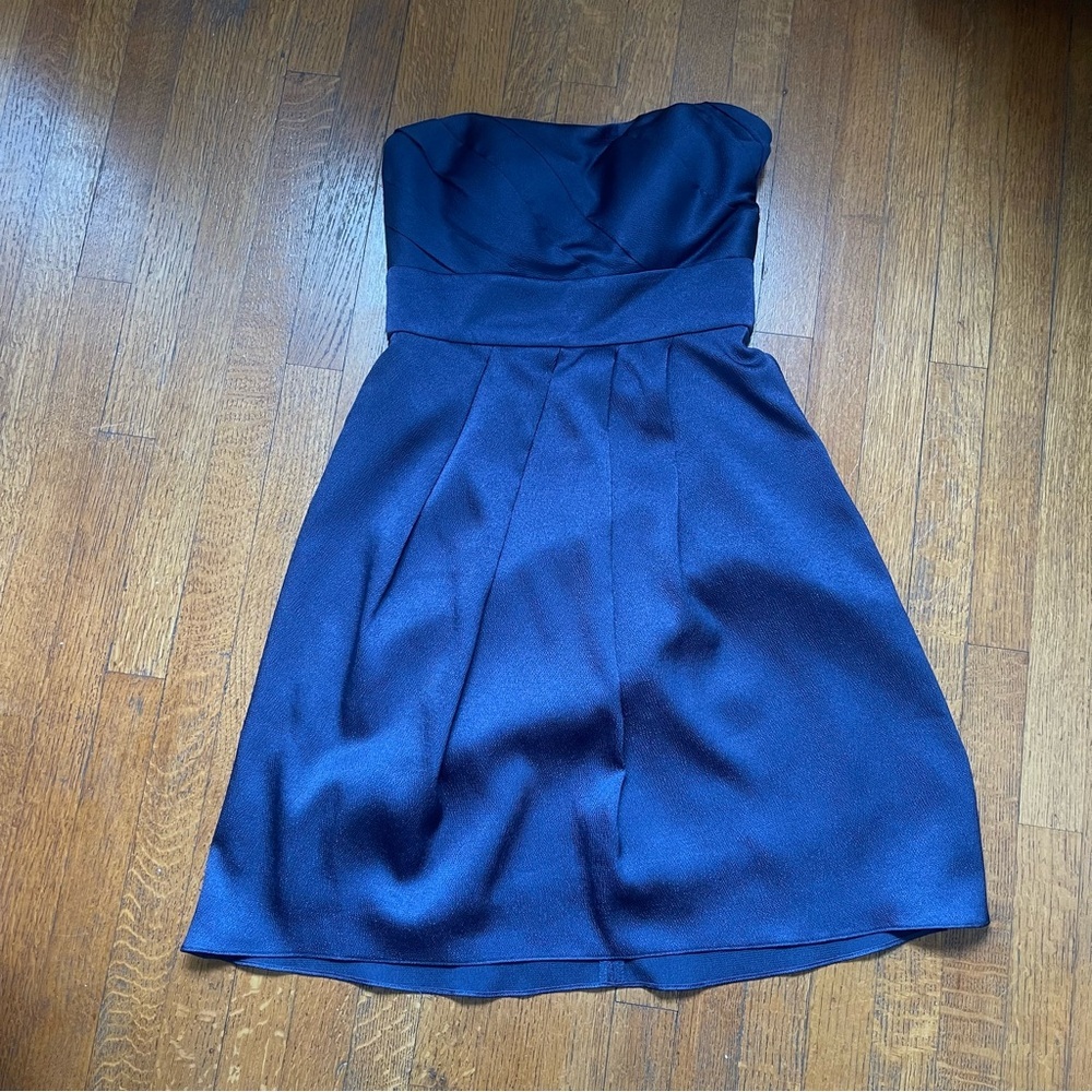 JENNY YOO Strapless Mini Navy Cocktail Dress Sz 2 - Picture 2 of 8